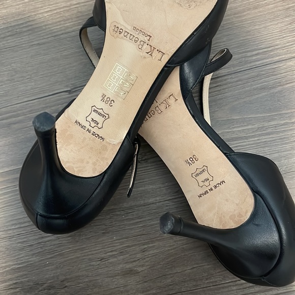 LK Bennett Black Leather Cross Ankle Strap Shoes - Picture 8 of 9